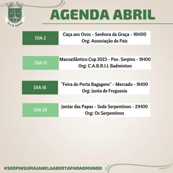 Agenda Abril - Serpins 